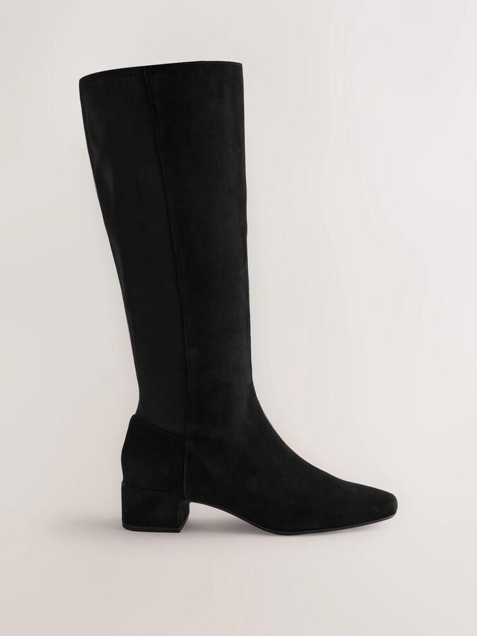 Next Dames Forever Comfort kniehoge leren soklaarzen met spitse neus Zwart - Foto 2