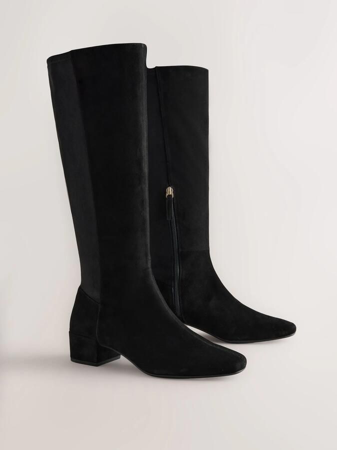 Next Dames Forever Comfort kniehoge leren soklaarzen met spitse neus Zwart - Foto 3
