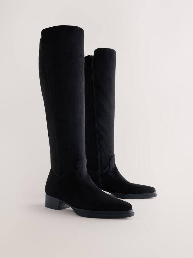 Next Dames Forever Comfort kniehoge soklaarzen met puntige neus Zwart - Foto 5