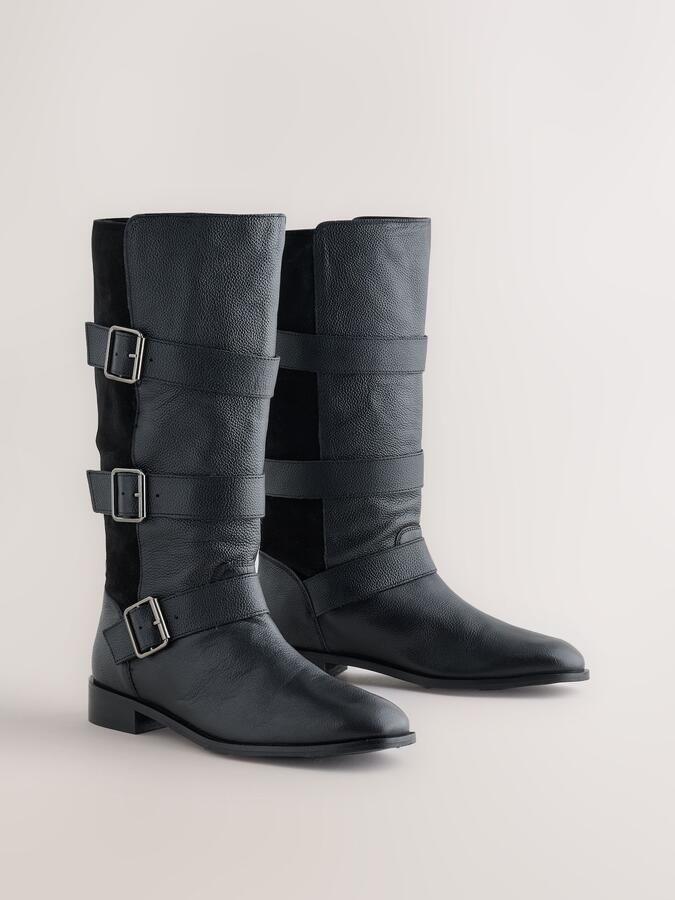 Next Dames Forever Comfort piratenkniehoge leren laarzen instapmodel Zwart - Foto 6