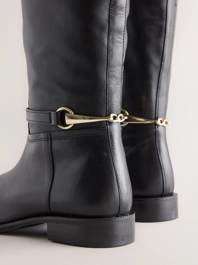 Next Dames Forever Comfort leren Snaffle rijlaarzen met extra brede pasvorm Zwart - Foto 5