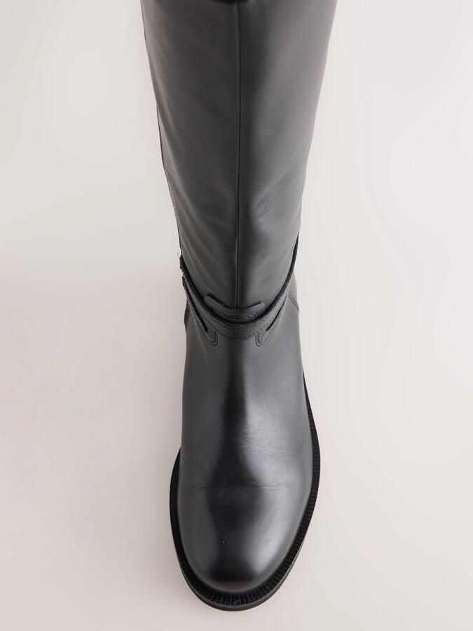 Next Dames Forever Comfort leren Snaffle rijlaarzen met extra brede pasvorm Zwart - Foto 3