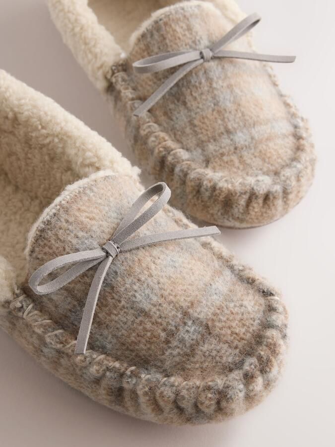 Next Dames Geruite moccasinloafers Grijs - Foto 3