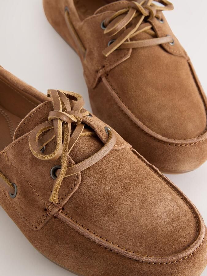 Next Dames Leren bootschoenen met ronde neus en extra brede pasvorm Bruin - Foto 4