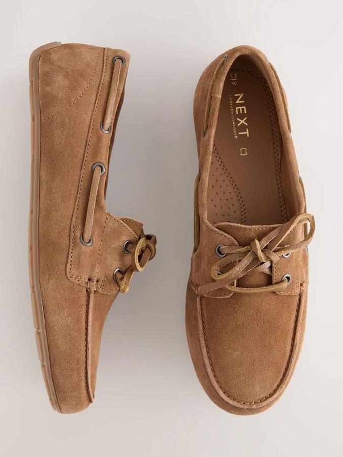Next Dames Leren bootschoenen met ronde neus en extra brede pasvorm Bruin - Foto 3