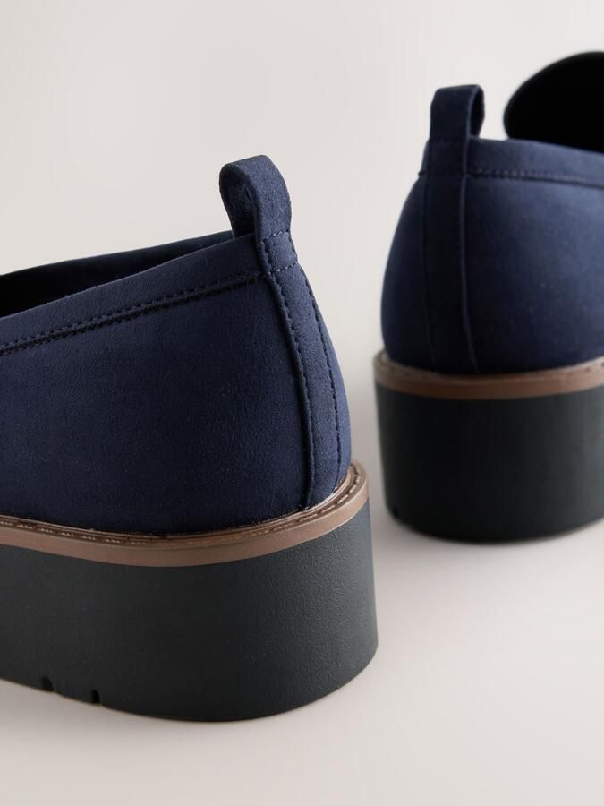 Next Dames Forever Comfort loafers van imitatiesuède met dikke zool Blauw - Foto 4