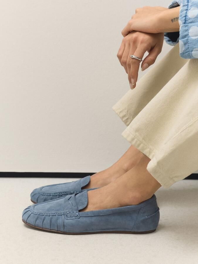 Next Dames Forever Comfort suède loafers met franjes Blauw - Foto 2