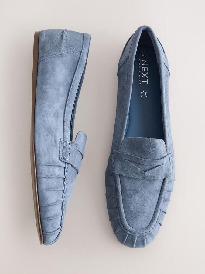Next Dames Forever Comfort suède loafers met franjes Blauw - Foto 3