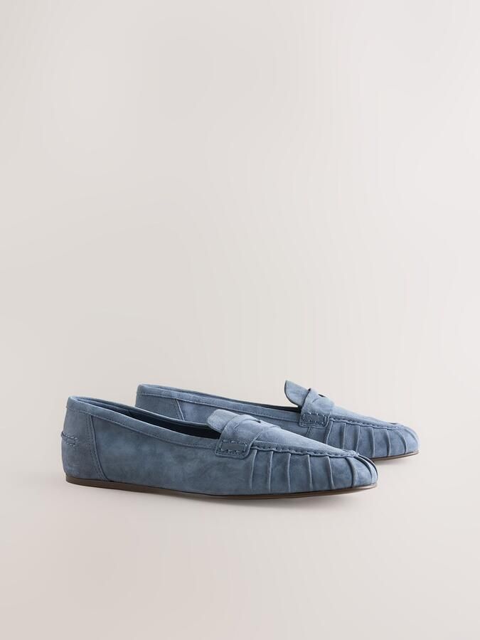 Next Dames Forever Comfort suède loafers met franjes Blauw - Foto 4