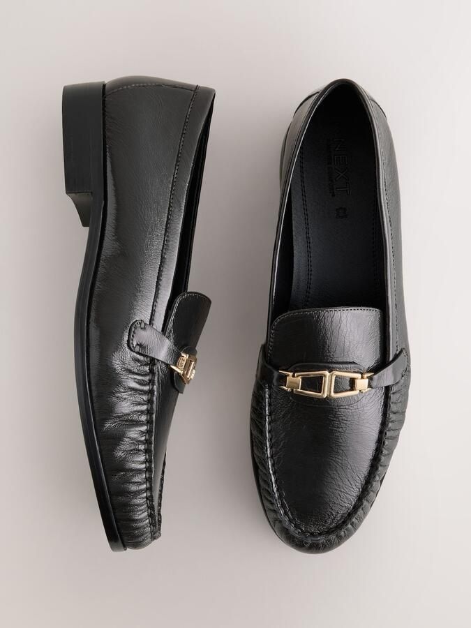 Next Dames Forever Comfort leren loafers met rand Zwart - Foto 2