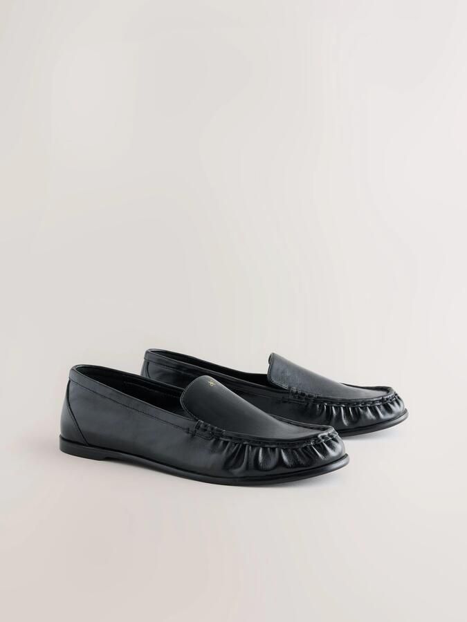 Next Dames Leren Forever Comfort suède loafers met ronde neus Zwart - Foto 5