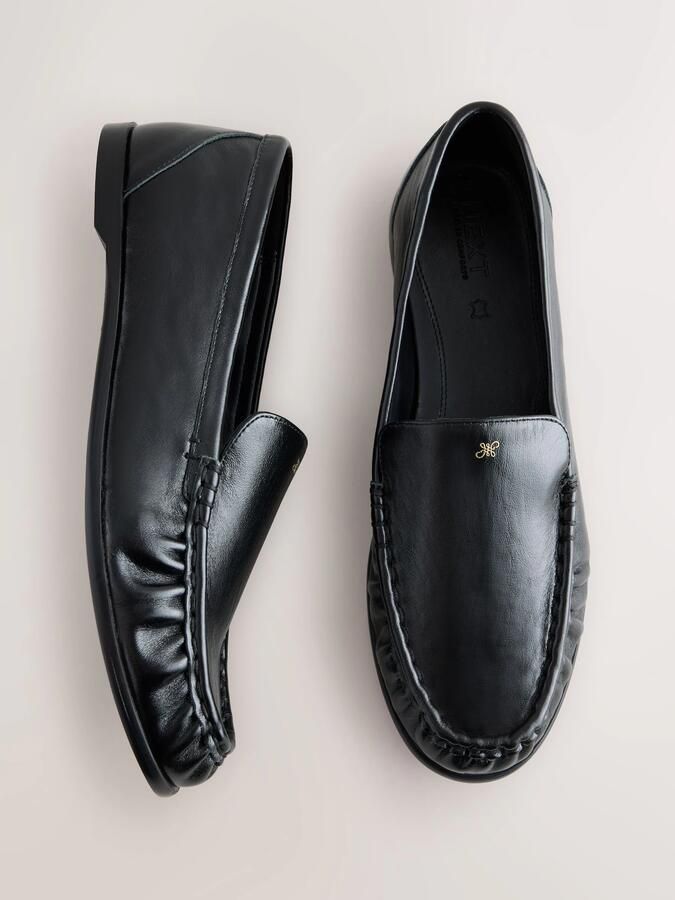 Next Dames Leren Forever Comfort suède loafers met ronde neus Zwart - Foto 6