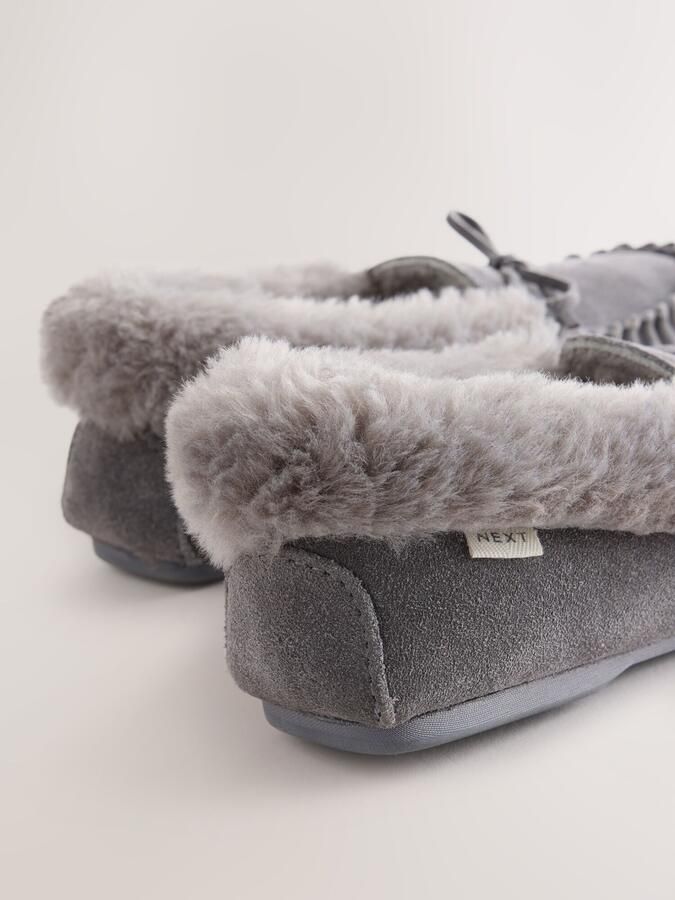 Next Dames Suède moccasinpantoffels Grijs - Foto 2