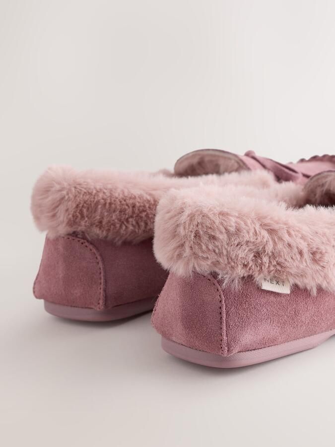 Next Dames Suède moccasinpantoffels Roze - Foto 4