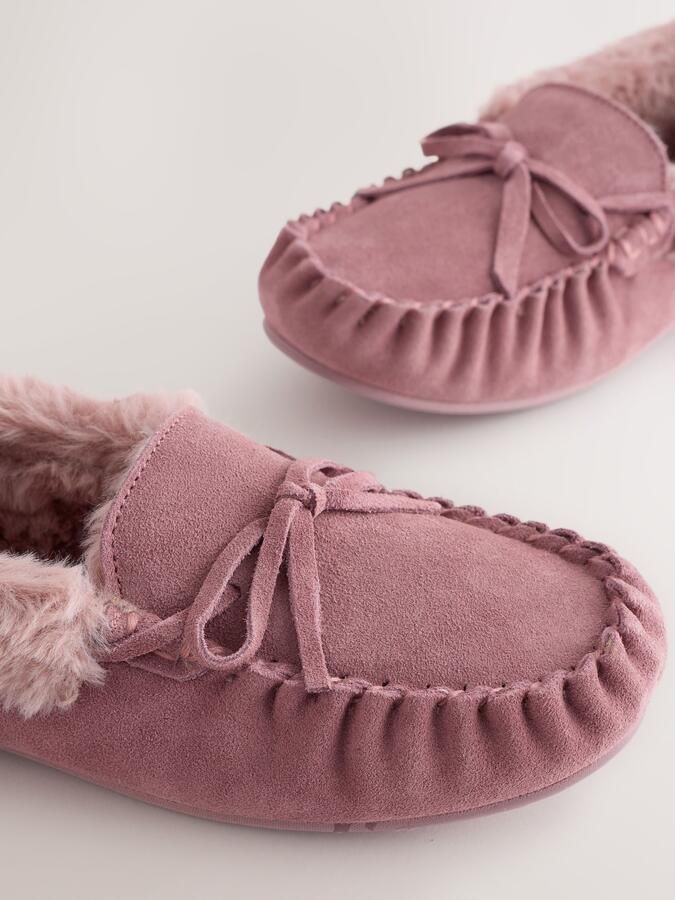 Next Dames Suède moccasinpantoffels Roze - Foto 5