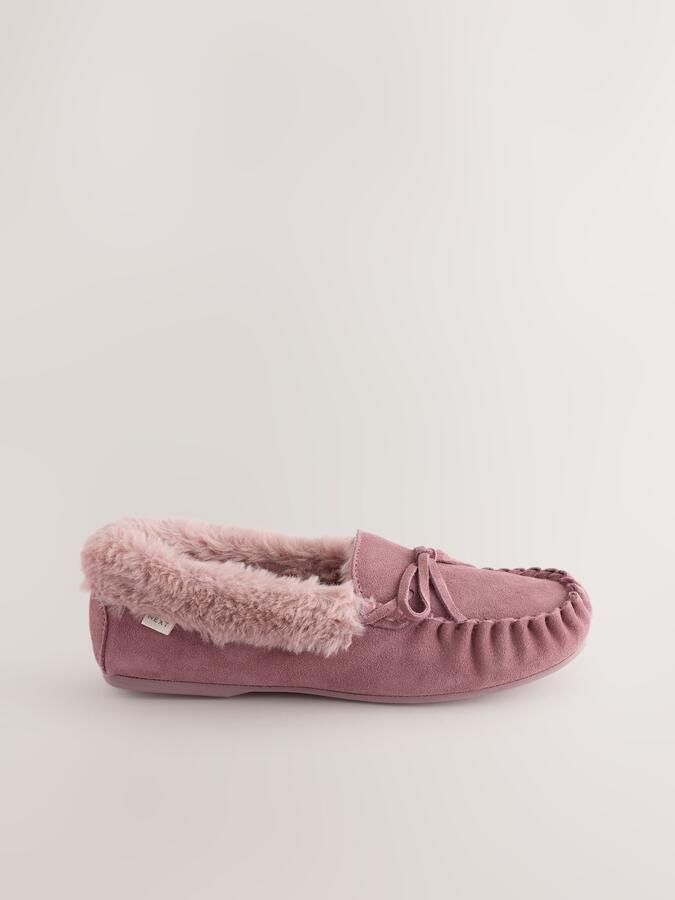 Next Dames Suède moccasinpantoffels Roze - Foto 2
