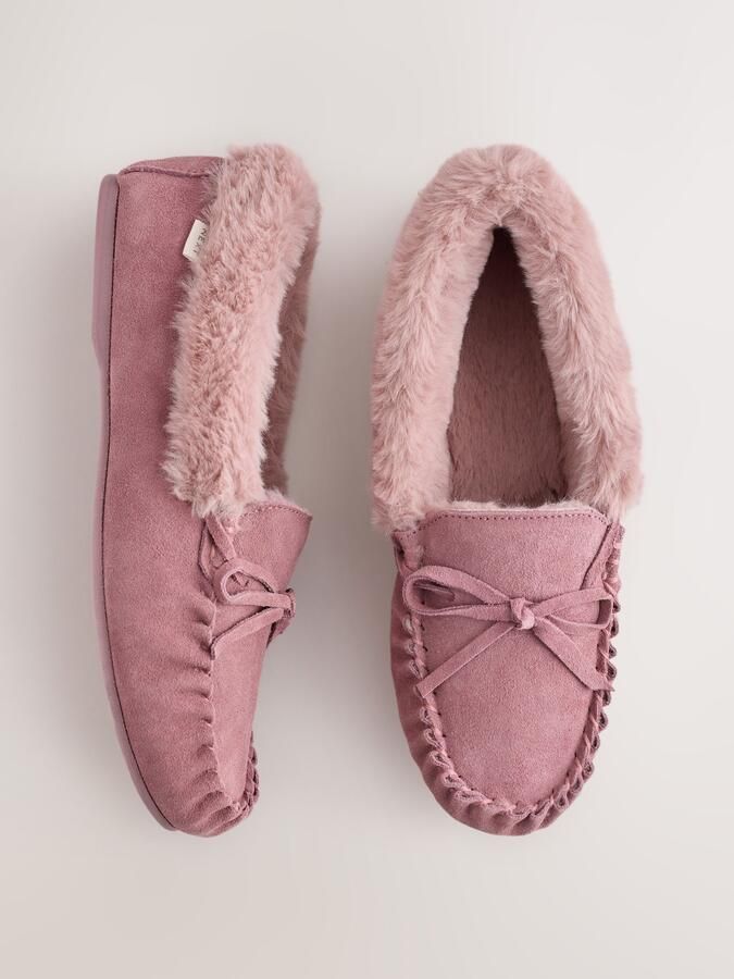 Next Dames Suède moccasinpantoffels Roze - Foto 6