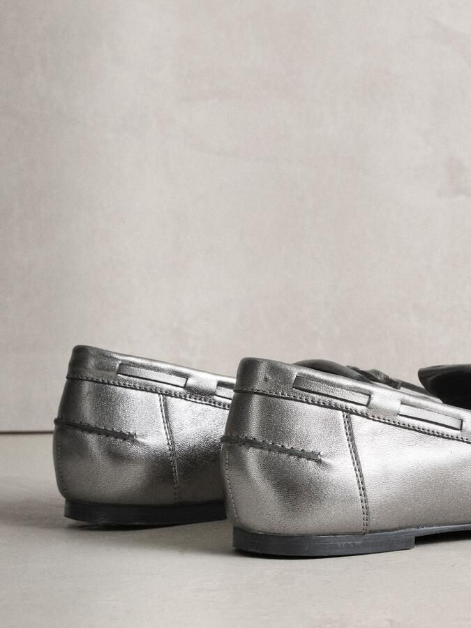 Next Dames N.Premium Ruched Leather Loafers Metallic - Foto 3
