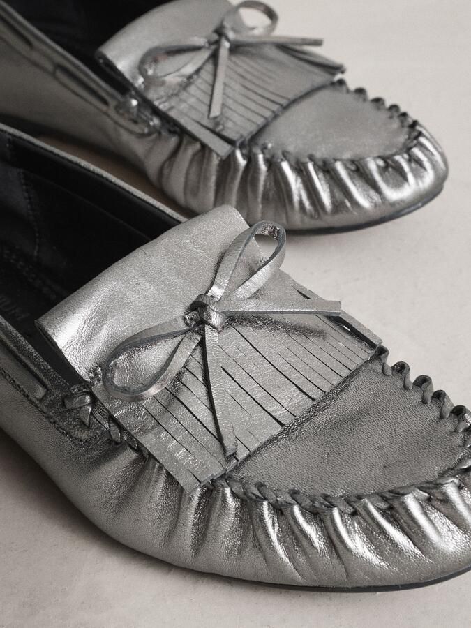 Next Dames N.Premium Ruched Leather Loafers Metallic - Foto 5