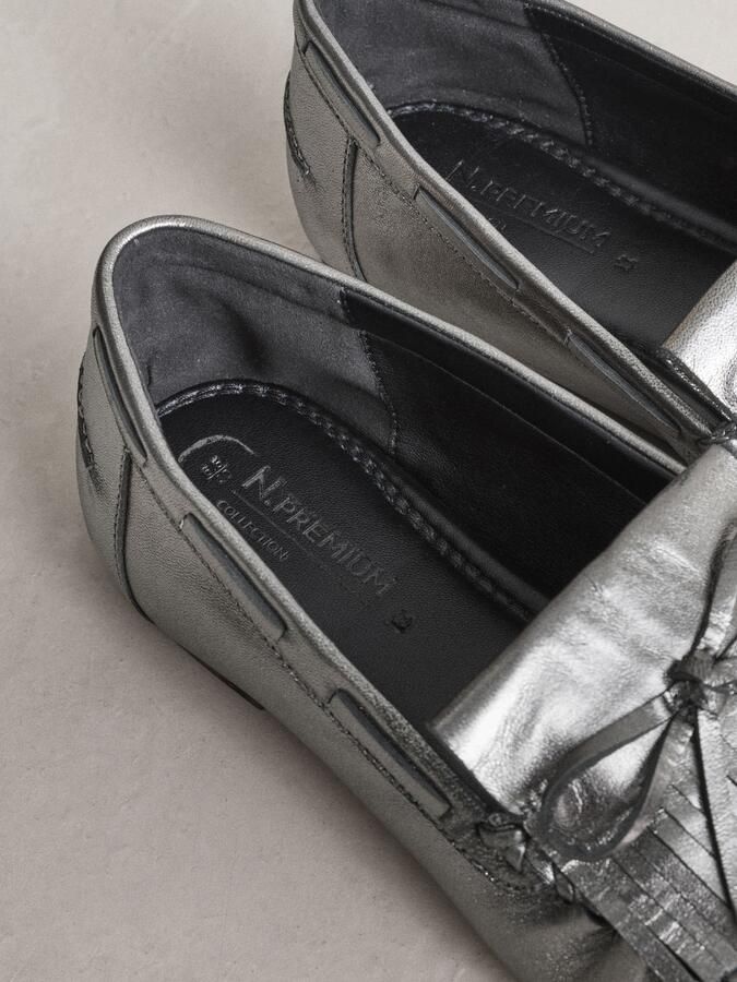 Next Dames N.Premium Ruched Leather Loafers Metallic - Foto 6