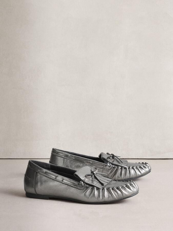 Next Dames N.Premium Ruched Leather Loafers Metallic - Foto 2