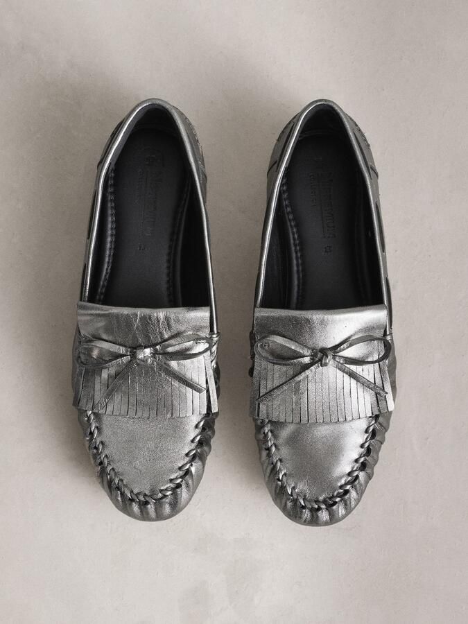 Next Dames N.Premium Ruched Leather Loafers Metallic - Foto 4