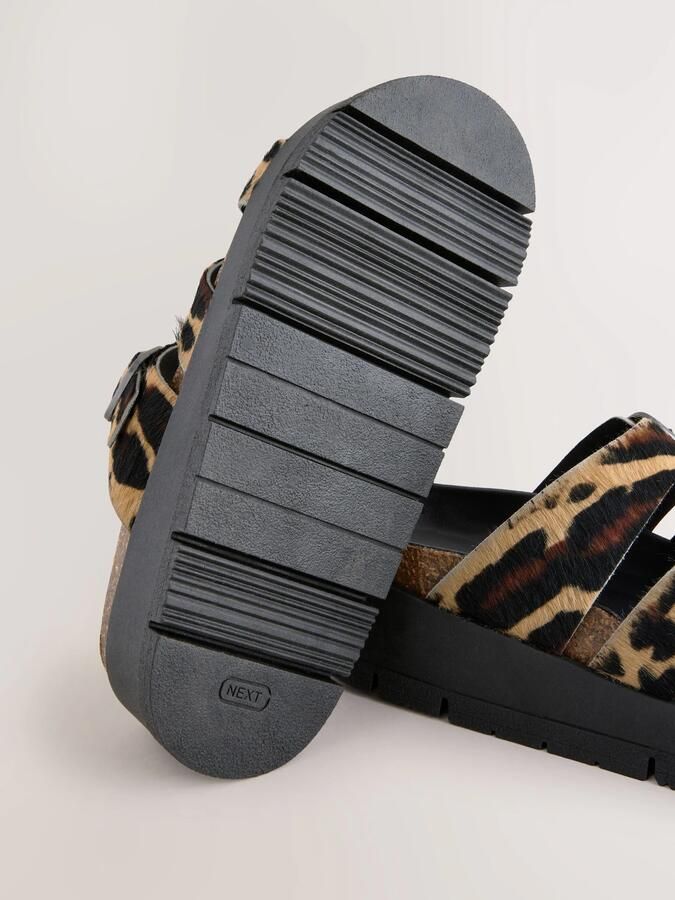 Next Dames Leren sandalen met gesp en bandjes Dierenprint - Foto 2
