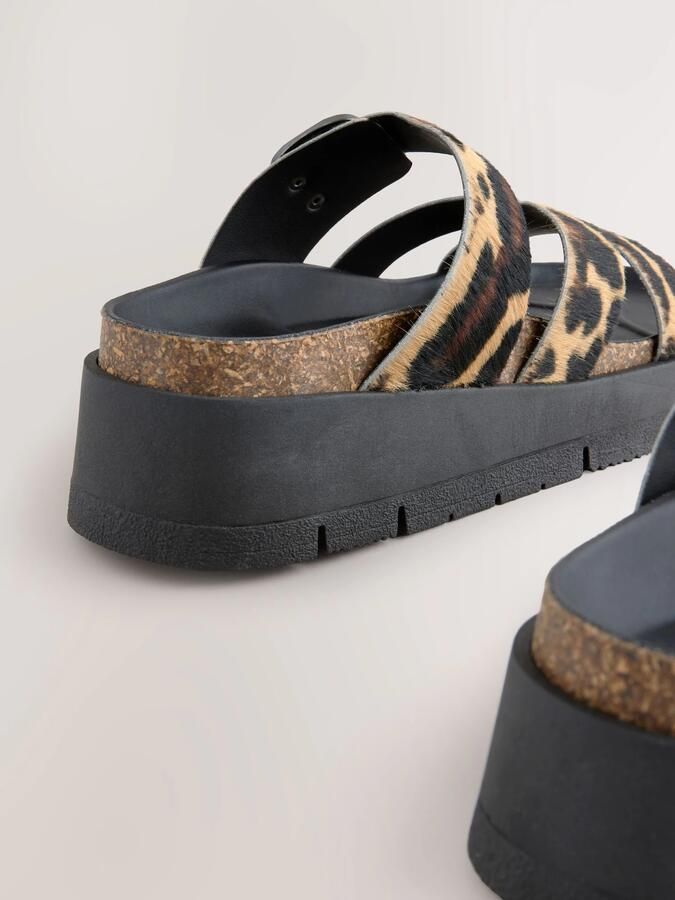 Next Dames Leren sandalen met gesp en bandjes Dierenprint - Foto 3