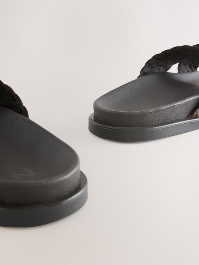 Next Heren N. Premium leren geweven slidesandalen Bruin - Foto 5