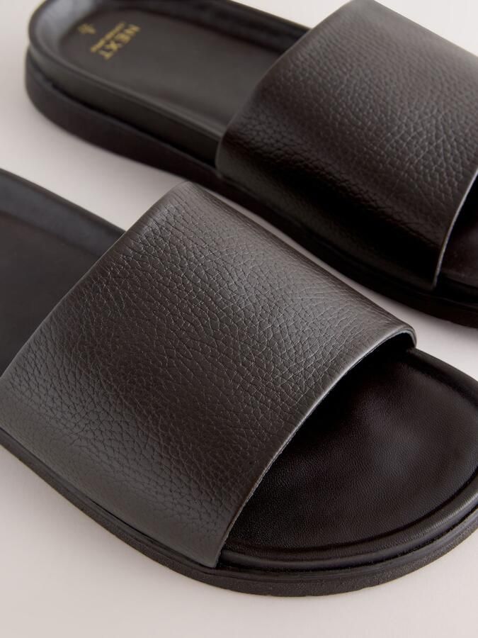 Next Heren Leren slippersandalen Bruin - Foto 4