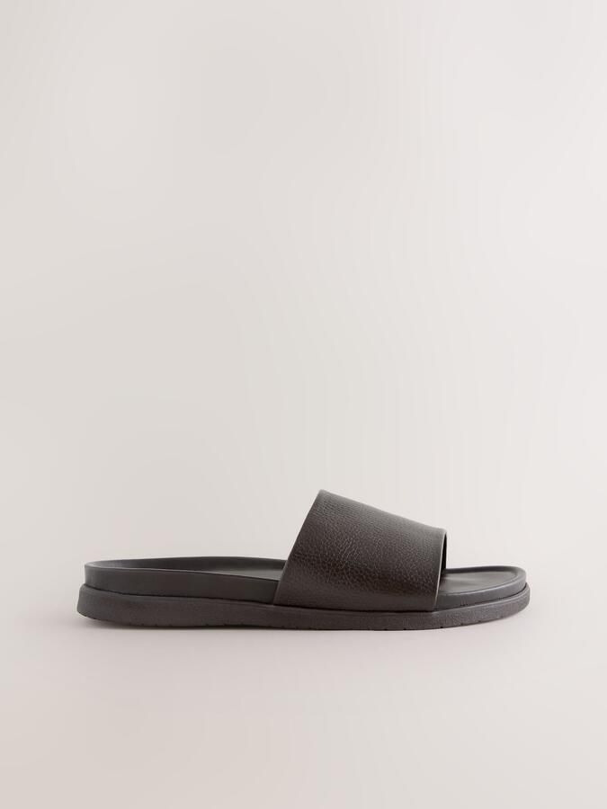 Next Heren Leren slippersandalen Bruin - Foto 5
