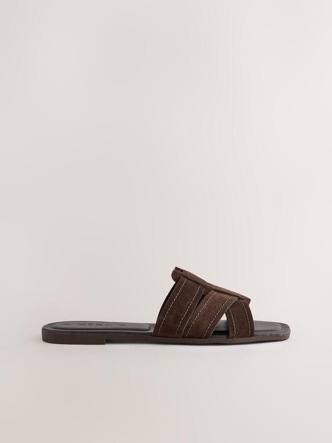 Next Dames Forever Comfort muilsandalen met stiksels en extra brede pasvorm Bruin - Foto 4