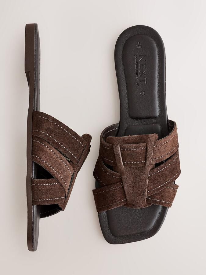 Next Dames Forever Comfort muilsandalen met stiksels en extra brede pasvorm Bruin - Foto 6