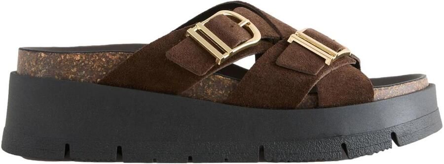 Next Dames Sandalen met plateauzool en dubbele gesp Bruin - Foto 2