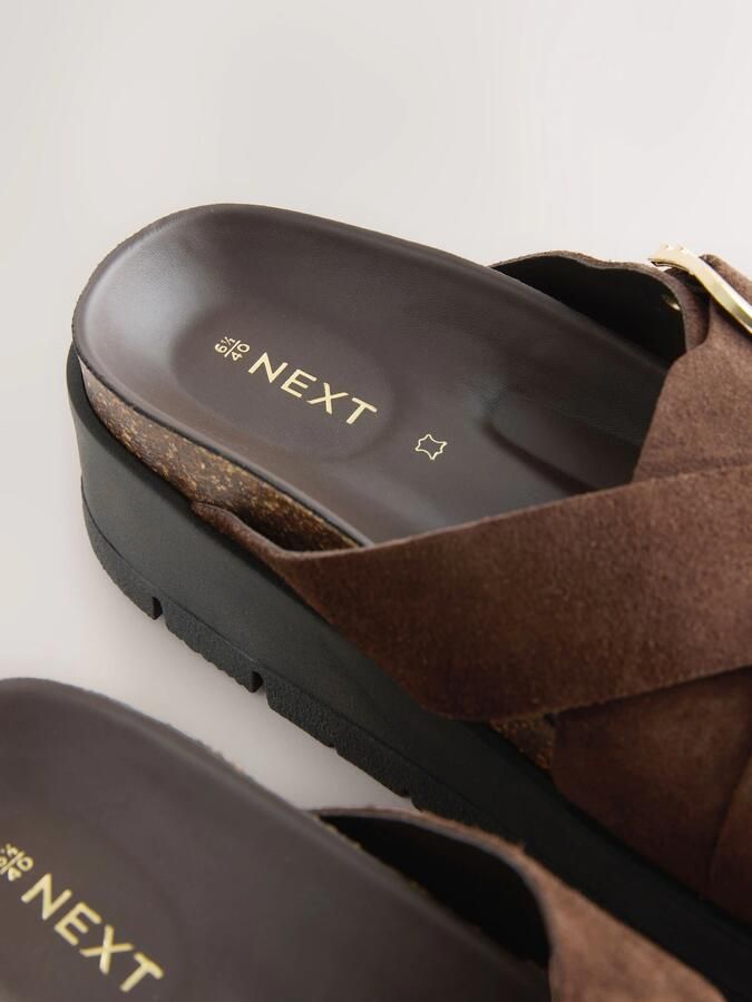 Next Dames Sandalen met plateauzool en dubbele gesp Bruin - Foto 3