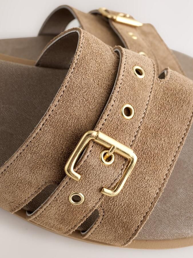 Next Dames Muilsandalen met gesp Naturel - Foto 3