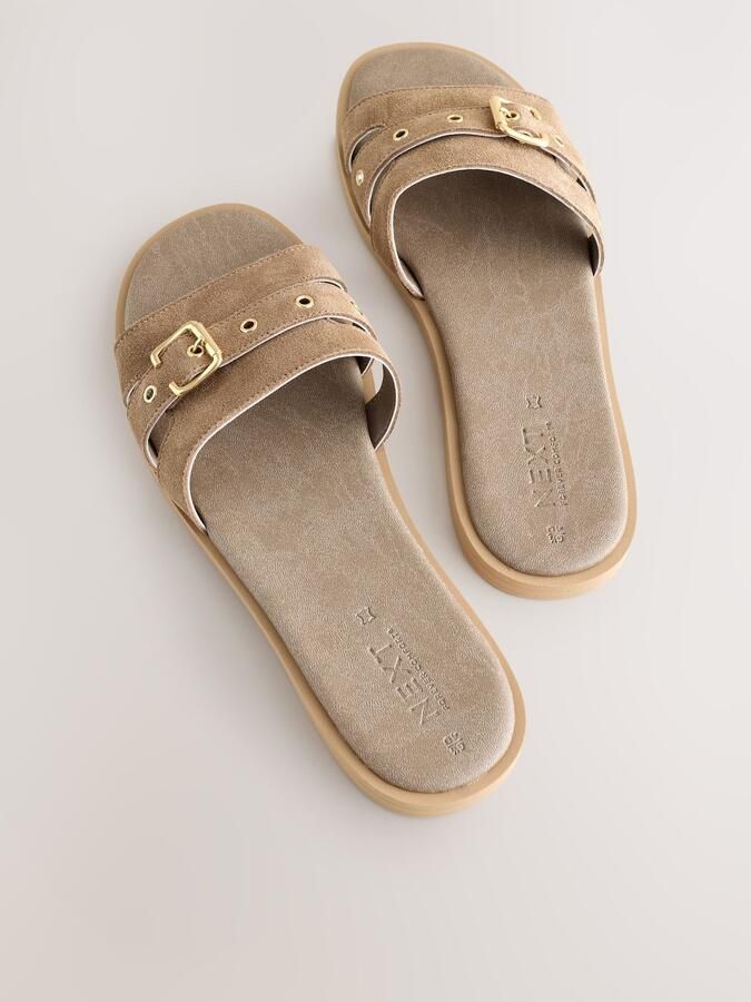 Next Dames Muilsandalen met gesp Naturel - Foto 4