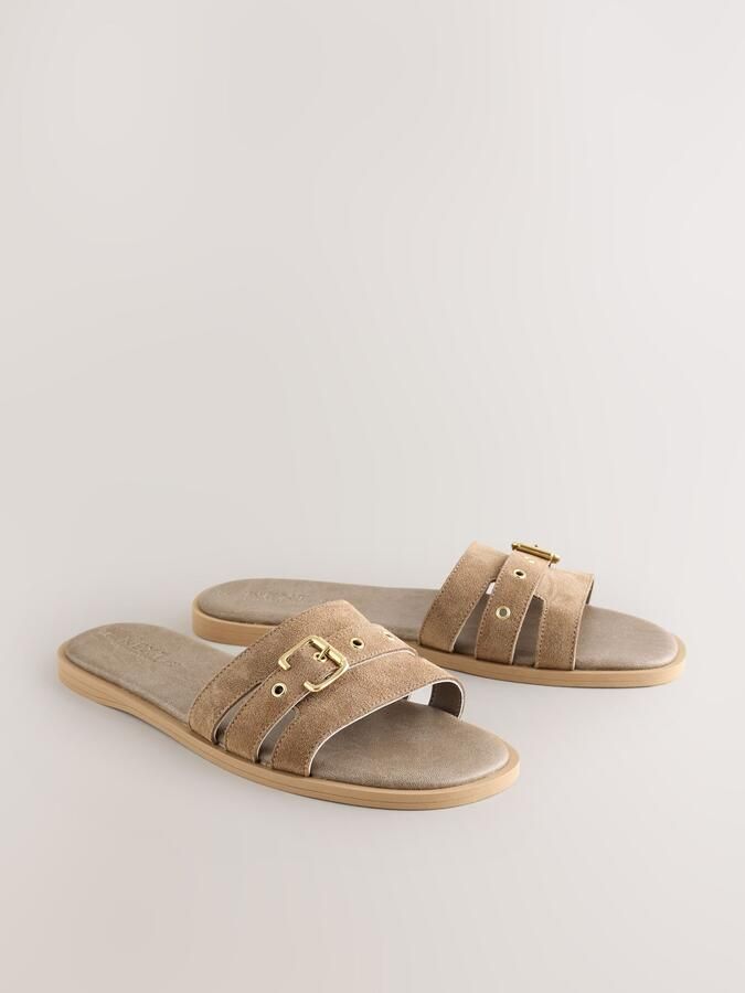 Next Dames Muilsandalen met gesp Naturel - Foto 6