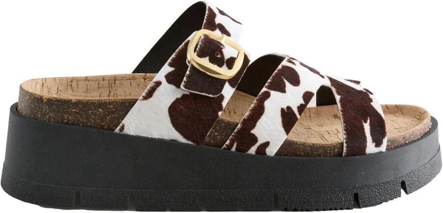 Next Dames Leren sandalen met gesp en bandjes Dierenprint - Foto 2