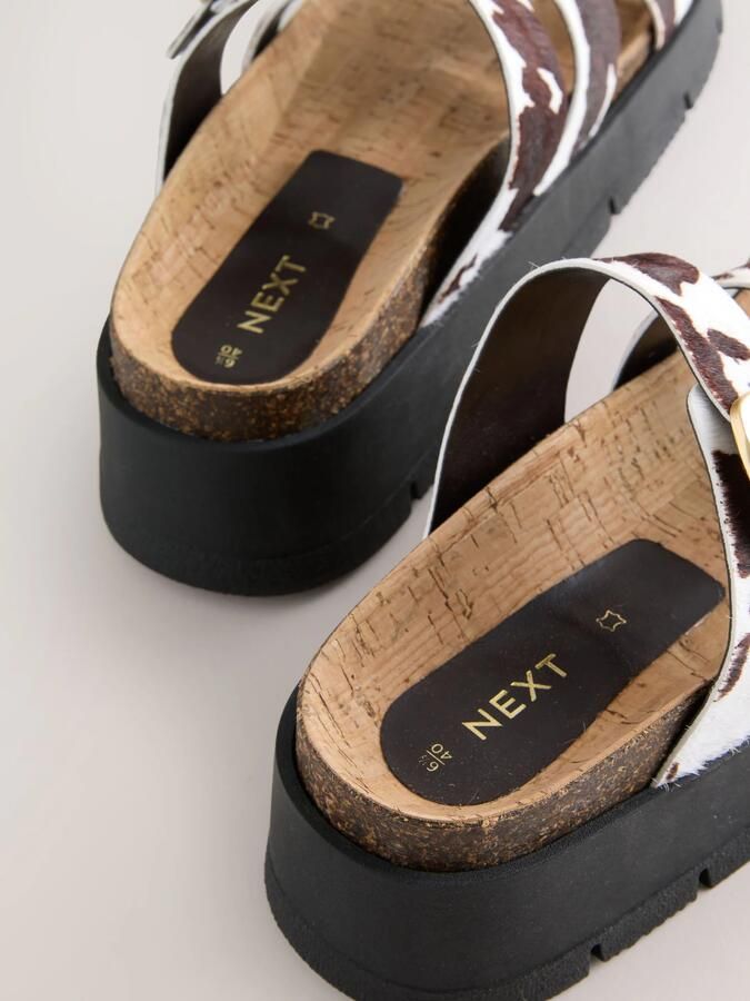 Next Dames Leren sandalen met gesp en bandjes Dierenprint - Foto 6