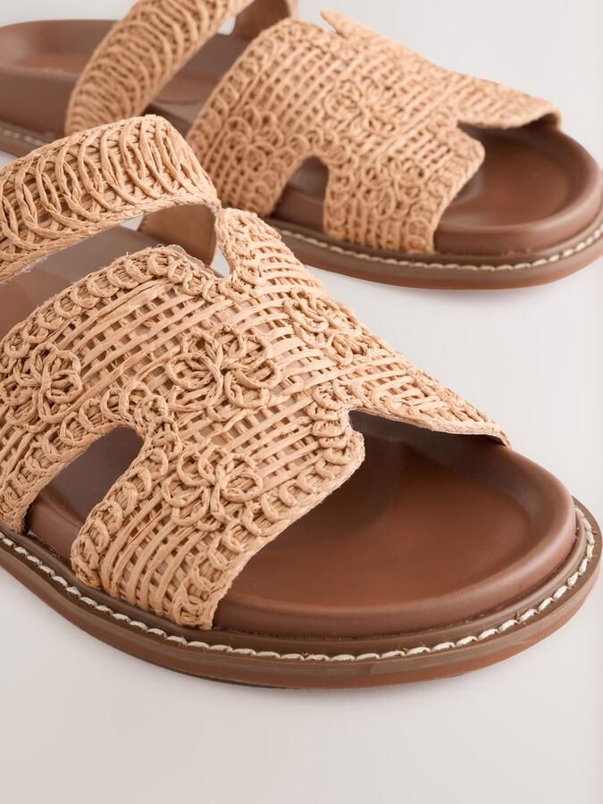 Next Dames Forever Comfort geweven sandalen met voetbed Naturel - Foto 4