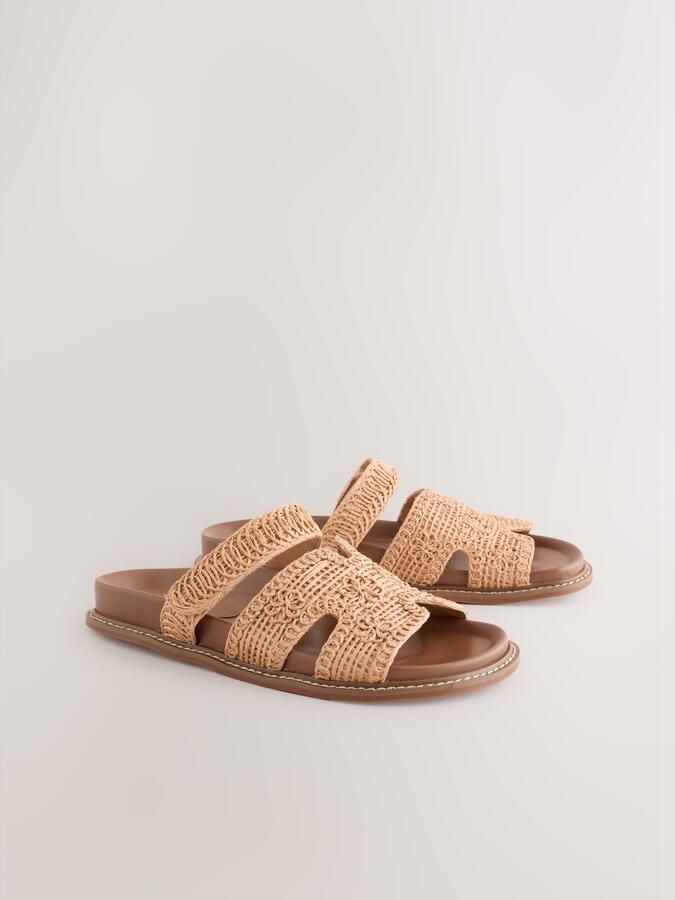 Next Dames Forever Comfort geweven sandalen met voetbed Naturel - Foto 2