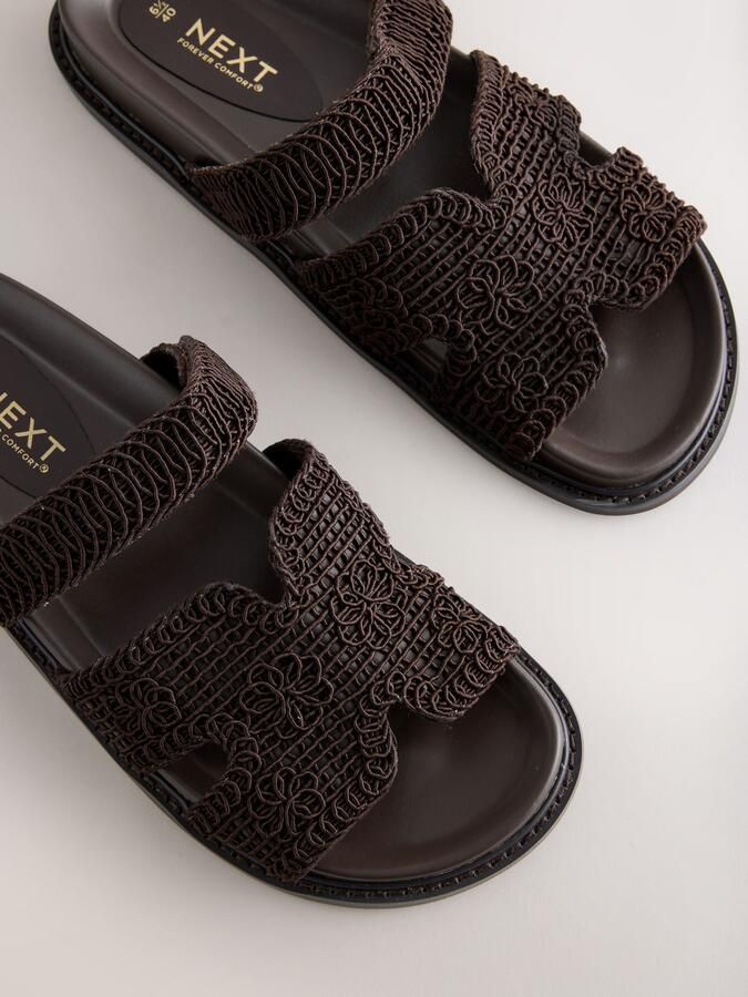 Next Dames Forever Comfort geweven sandalen met voetbed Bruin - Foto 3