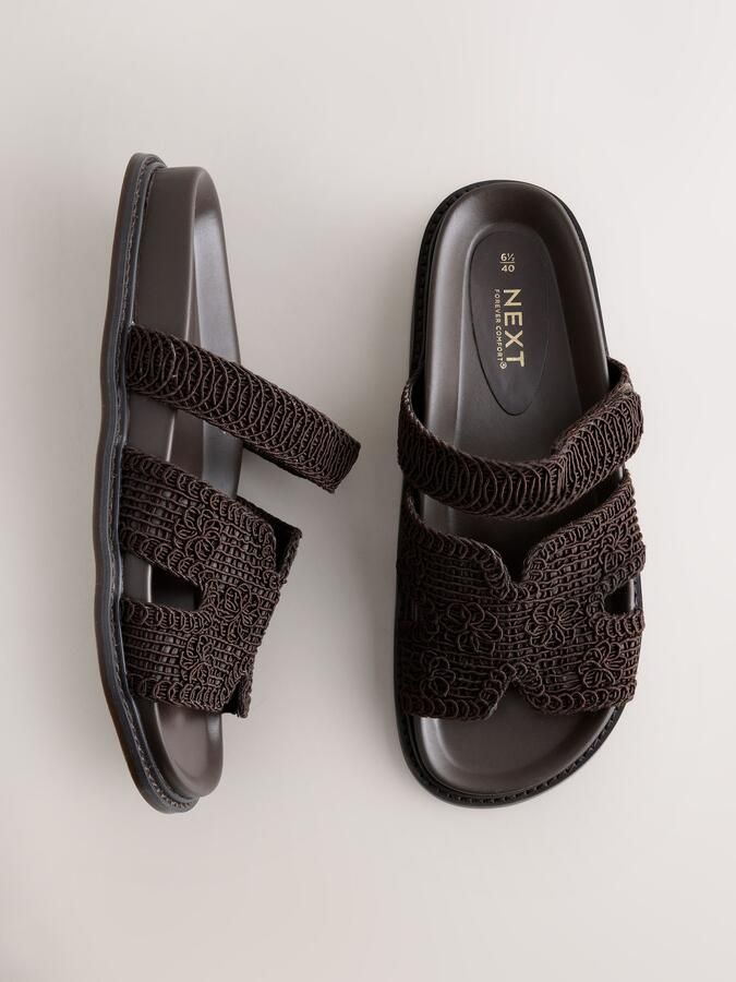 Next Dames Forever Comfort geweven sandalen met voetbed Bruin - Foto 6