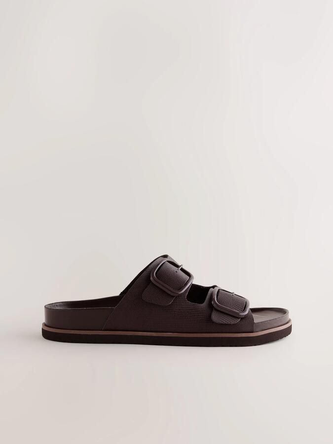 Next Dames Forever Comfort sandalen met voetbed en dubbele bandjes Bruin - Foto 2