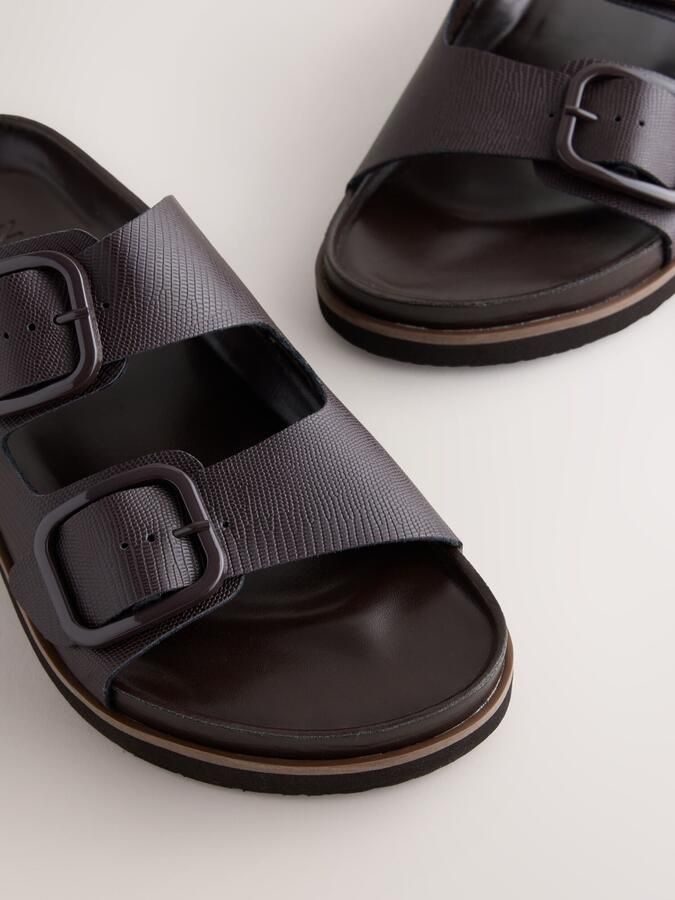 Next Dames Forever Comfort sandalen met voetbed en dubbele bandjes Bruin - Foto 3