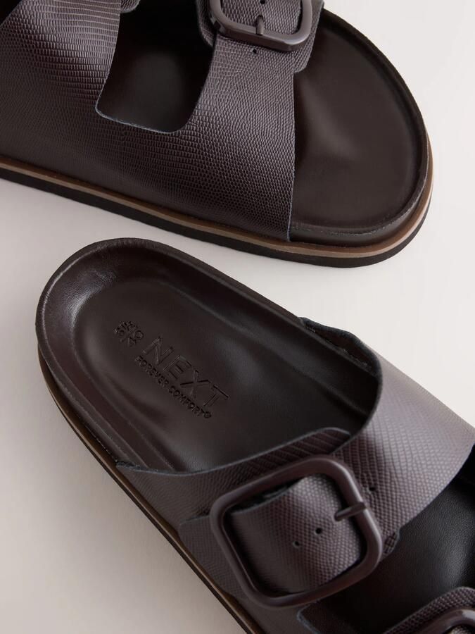 Next Dames Forever Comfort sandalen met voetbed en dubbele bandjes Bruin - Foto 4