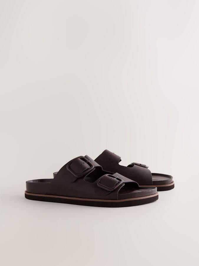 Next Dames Forever Comfort sandalen met voetbed en dubbele bandjes Bruin - Foto 5