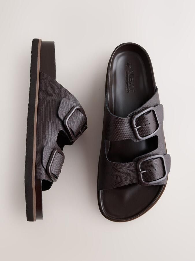 Next Dames Forever Comfort sandalen met voetbed en dubbele bandjes Bruin - Foto 6