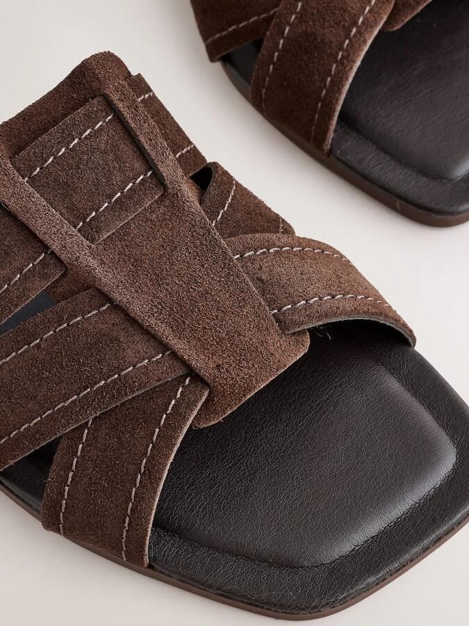 Next Dames Forever Comfort muilsandalen met stiksels en extra brede pasvorm Bruin - Foto 2